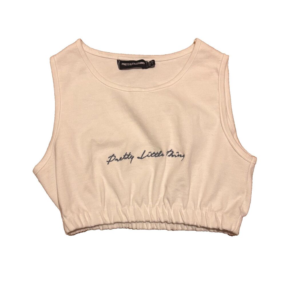 Pretty Little Thing White Textured Sleeveless Crop Top Women’s Size 6 - Picture 3 of 6